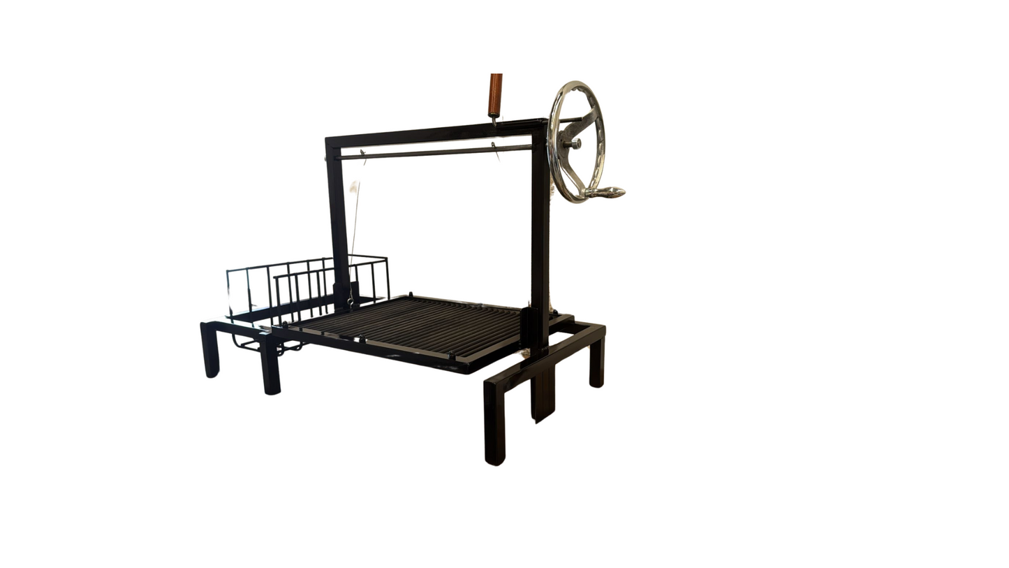 Parrilla Argentina Portátil #TallerDelBBQ | Estilo Santa María Acero Reforzado con Sistema Elevable | Para Leña o Carbón