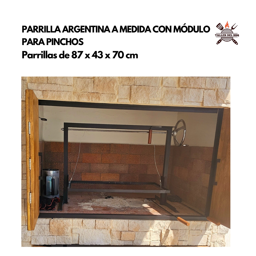 Parrilla Argentina Portátil #TallerDelBBQ | Estilo Santa María Acero Reforzado con Sistema Elevable | Para Leña o Carbón