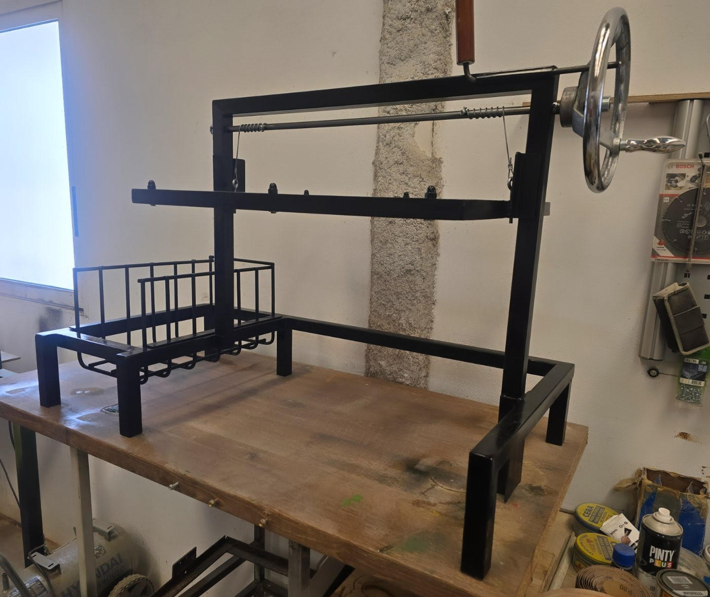 Parrilla Argentina con Brasero - #TallerDelBBQ Acero Reforzado con Sistema Elevable | Para Leña o Carbón | Estilo Santa María