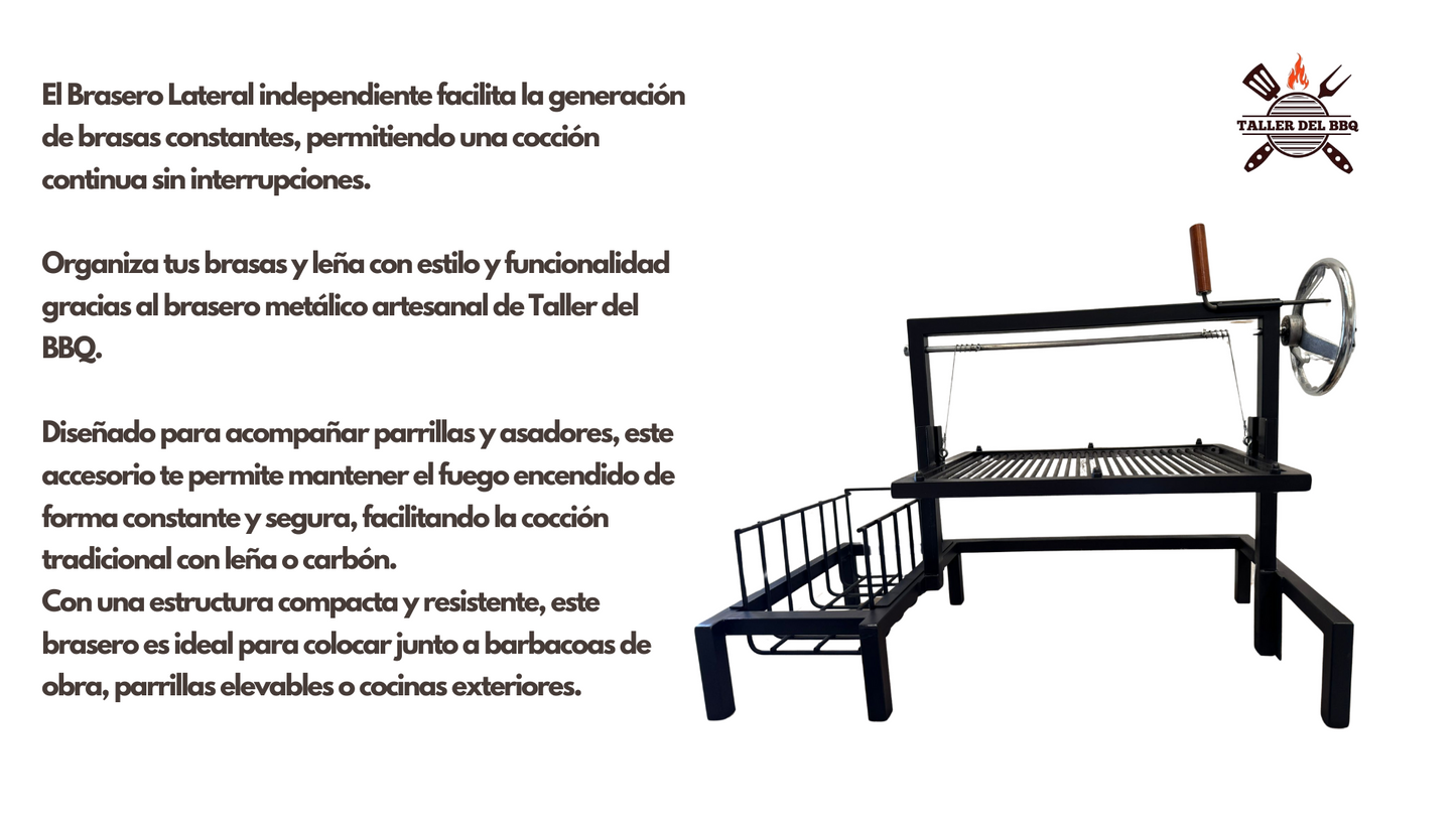 Parrilla Argentina con Brasero - #TallerDelBBQ Acero Reforzado con Sistema Elevable | Para Leña o Carbón | Estilo Santa María