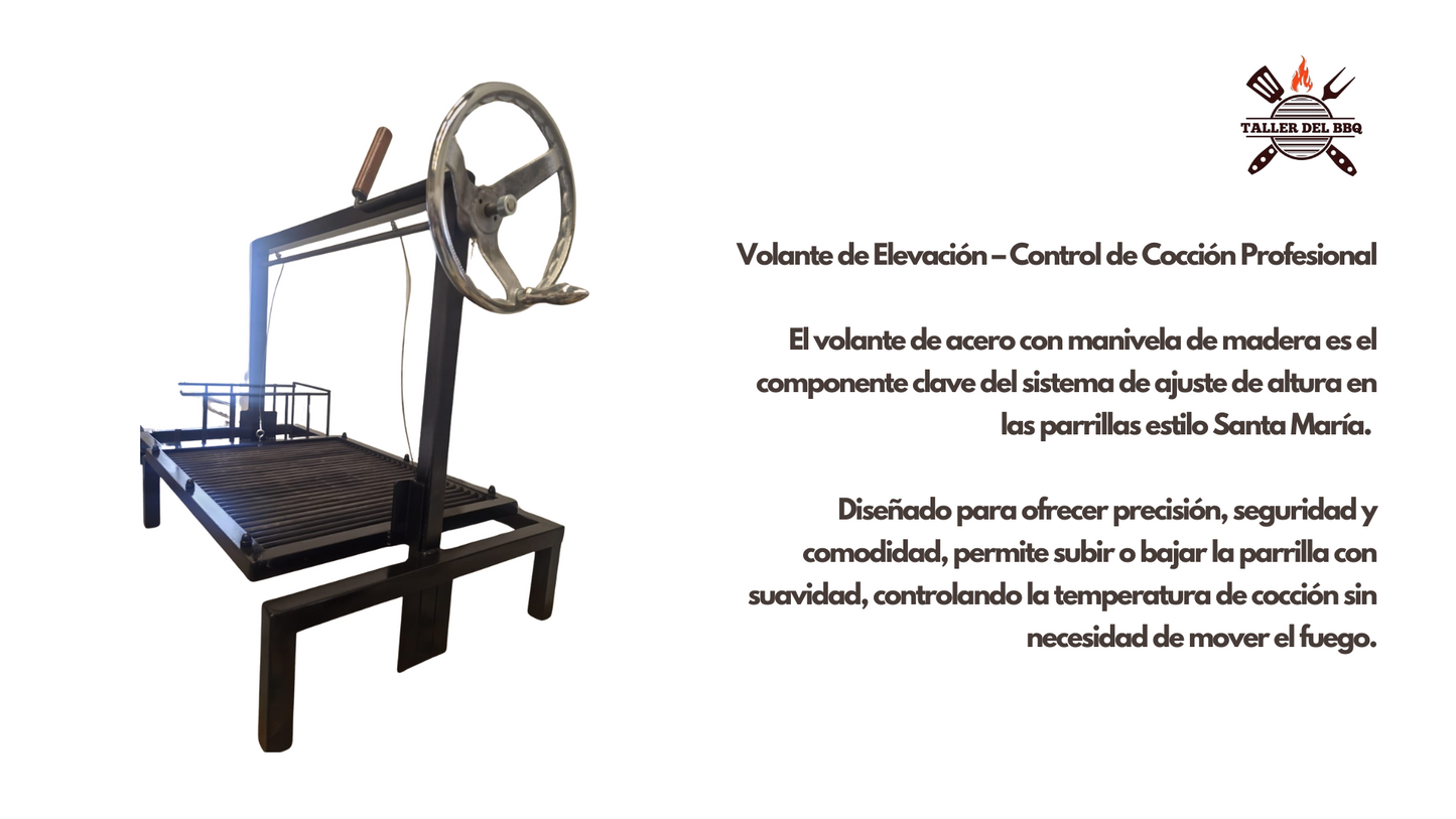 Parrilla Argentina con Brasero - #TallerDelBBQ Acero Reforzado con Sistema Elevable | Para Leña o Carbón | Estilo Santa María