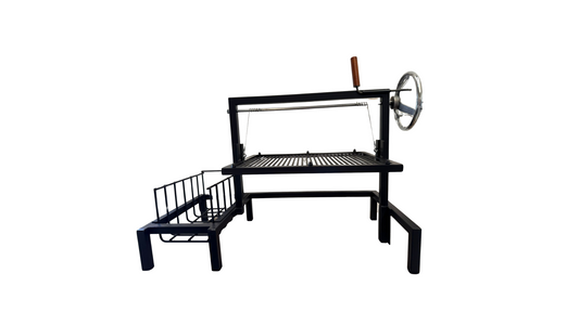 Parrilla Argentina Portátil #TallerDelBBQ | Estilo Santa María Acero Reforzado con Sistema Elevable | Para Leña o Carbón